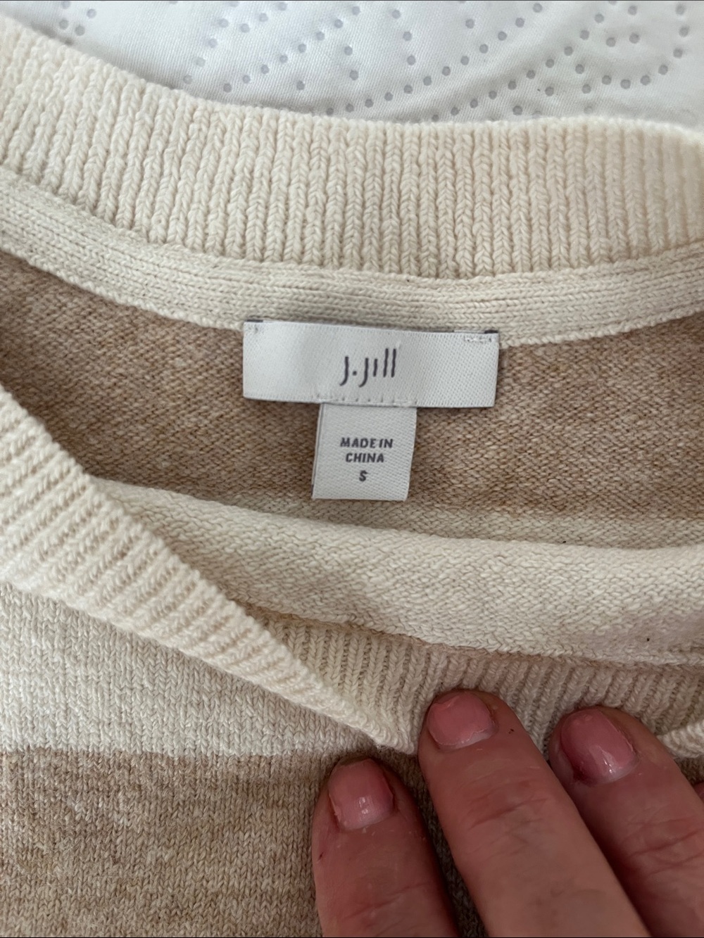 J. Jill Striped Crewneck Sweater in Beige and Cream S - Picture 2 of 10